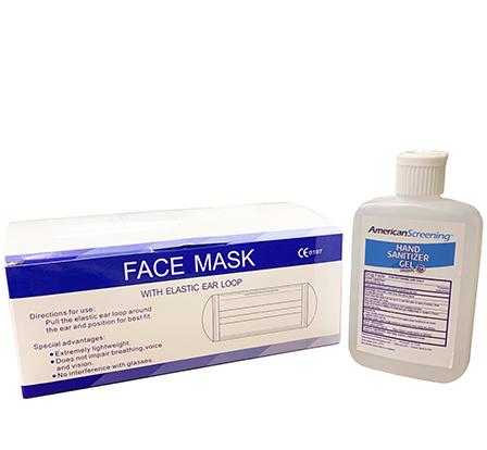 3 Ply Earloop Mask With Free Bottle of 4oz Sanitizer 